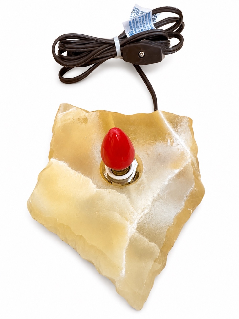 Natural Carved Stone Accent Lamp Base w/ Inline Switch Small Light 3.5”
